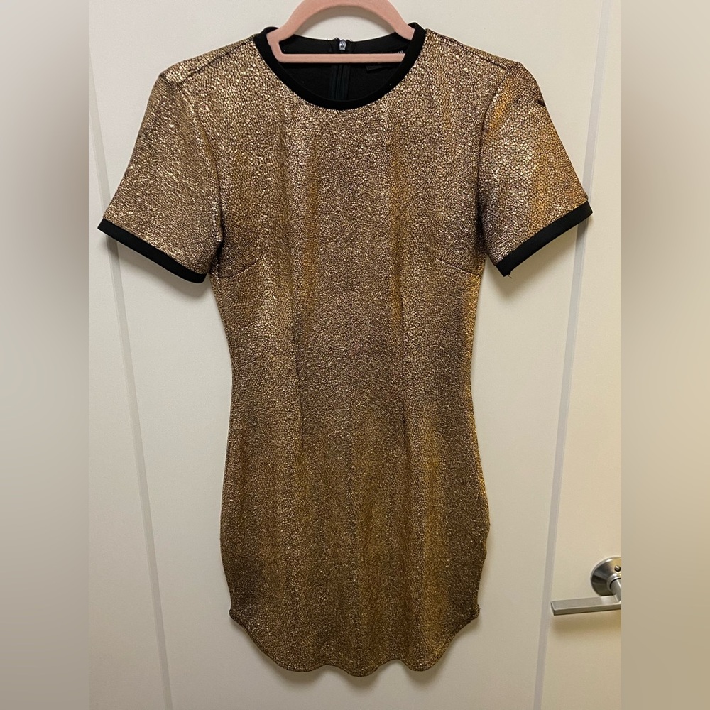Gold Metallic Mini Dress Size 2